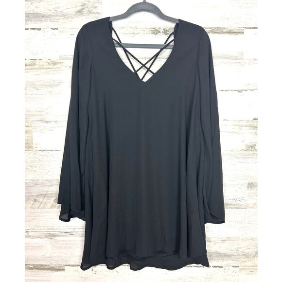 Show Me Your Mumu women small Black Joni mini Flow Dress boho long sleeve lined - Picture 3 of 7